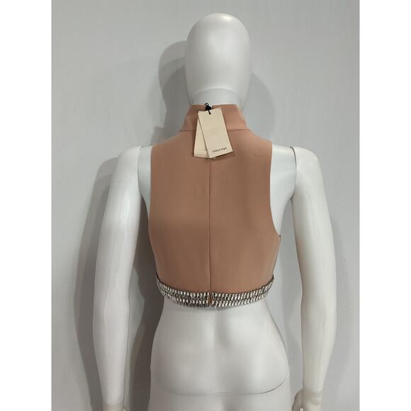 Cinq A Sept Embellished Turtleneck Crop Top, Blush XS - Picture 3 of 5